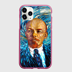 Чехол iPhone 11 Pro матовый Ленин Ван Гога, цвет: 3D-малиновый