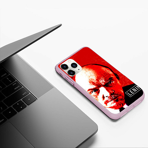 Чехол iPhone 11 Pro матовый Red Lenin / 3D-Розовый – фото 3