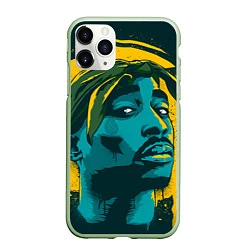 Чехол iPhone 11 Pro матовый 2Pac Shakur, цвет: 3D-салатовый