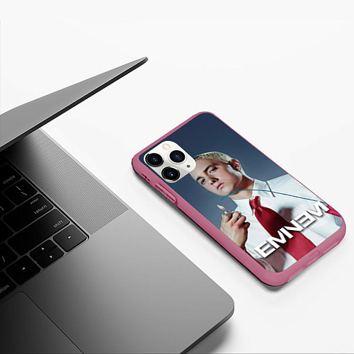 Чехол iPhone 11 Pro матовый Eminem Fire / 3D-Малиновый – фото 3