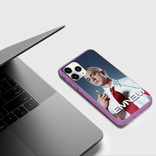 Чехол iPhone 11 Pro матовый Eminem Fire / 3D-Фиолетовый – фото 3