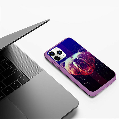 Чехол iPhone 11 Pro матовый Roar Bear / 3D-Фиолетовый – фото 3