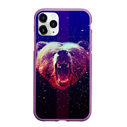 Чехол iPhone 11 Pro матовый Roar Bear, цвет: 3D-фиолетовый