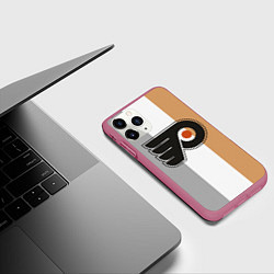 Чехол iPhone 11 Pro матовый Philadelphia Flyers, цвет: 3D-малиновый — фото 2