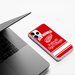 Чехол iPhone 11 Pro матовый Detroit red wings, цвет: 3D-розовый — фото 2