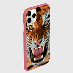 Чехол iPhone 11 Pro матовый Взгляд тигра, цвет: 3D-малиновый — фото 2