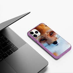 Чехол iPhone 11 Pro матовый Взгляд лисы, цвет: 3D-фиолетовый — фото 2