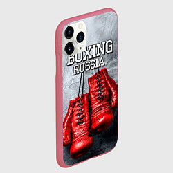 Чехол iPhone 11 Pro матовый Boxing Russia, цвет: 3D-малиновый — фото 2
