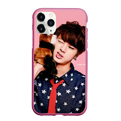 Чехол iPhone 11 Pro матовый BTS: Love Me, цвет: 3D-малиновый