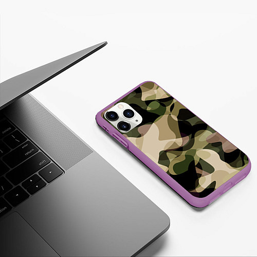 Чехол iPhone 11 Pro матовый Камуфляж / 3D-Фиолетовый – фото 3