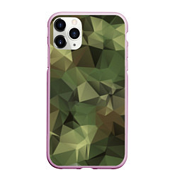 Чехол iPhone 11 Pro матовый Полигональный камуфляж, цвет: 3D-розовый