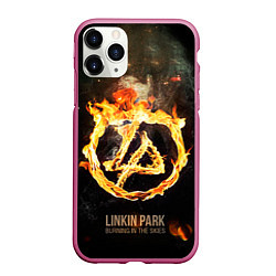 Чехол iPhone 11 Pro матовый Linkin Park: Burning the skies, цвет: 3D-малиновый