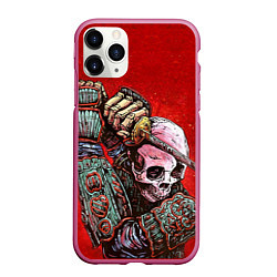 Чехол iPhone 11 Pro матовый Скелет, цвет: 3D-малиновый