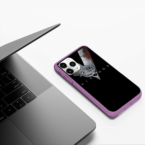 Чехол iPhone 11 Pro матовый Vikings Emblem / 3D-Фиолетовый – фото 3