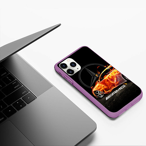Чехол iPhone 11 Pro матовый Mercedes / 3D-Фиолетовый – фото 3