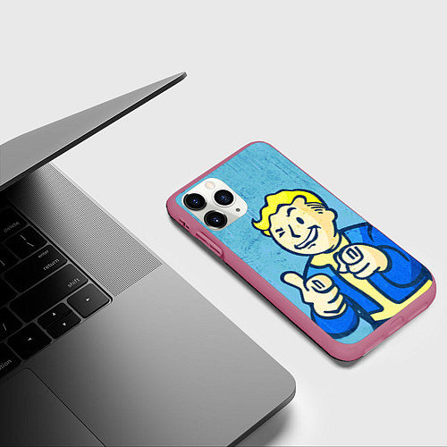 Чехол iPhone 11 Pro матовый Fallout: It's okey / 3D-Малиновый – фото 3