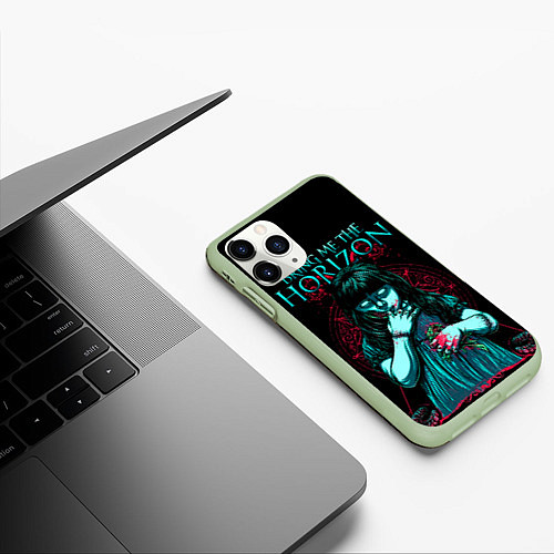 Чехол iPhone 11 Pro матовый BMTH: Zombie Girl / 3D-Салатовый – фото 3
