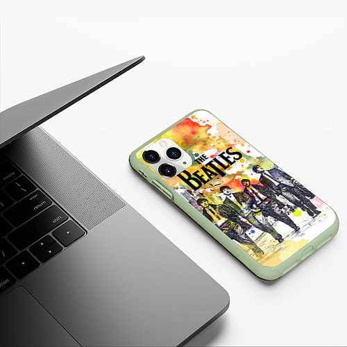 Чехол iPhone 11 Pro матовый The Beatles: Colour Spray / 3D-Салатовый – фото 3