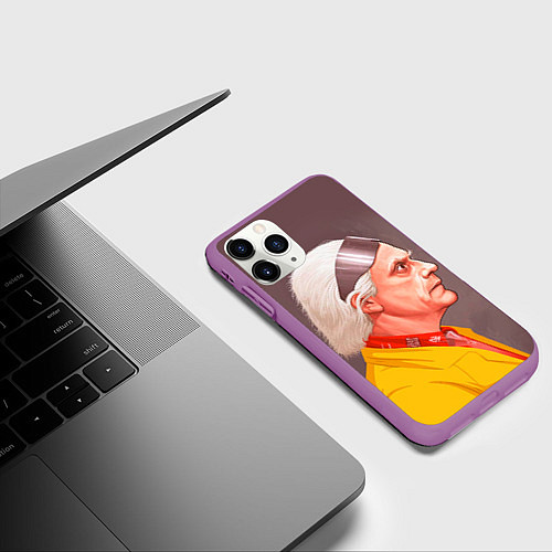 Чехол iPhone 11 Pro матовый Доктор Браун / 3D-Фиолетовый – фото 3