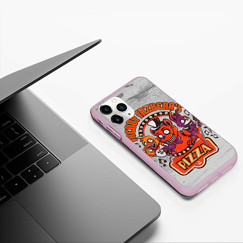 Чехол iPhone 11 Pro матовый Freddy Pizza / 3D-Розовый – фото 3