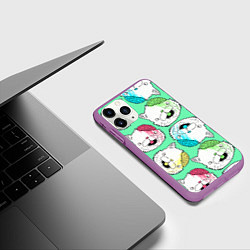 Чехол iPhone 11 Pro матовый Drop Dead: Kitty Heads, цвет: 3D-фиолетовый — фото 2