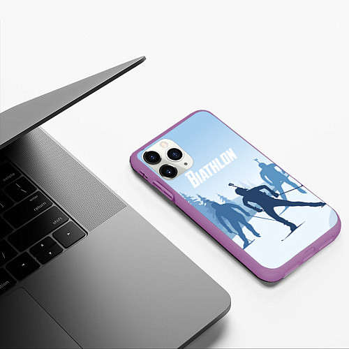 Чехол iPhone 11 Pro матовый Биатлон / 3D-Фиолетовый – фото 3