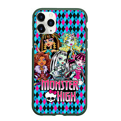 Чехол iPhone 11 Pro матовый Monster High, цвет: 3D-темно-зеленый