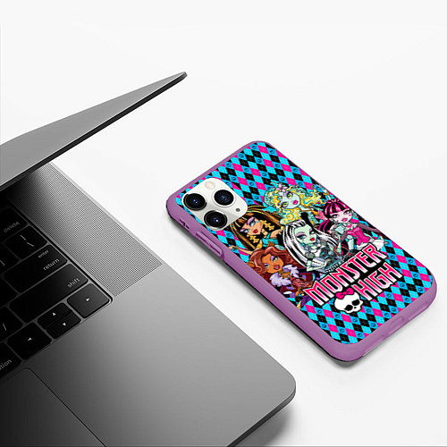 Чехол iPhone 11 Pro матовый Monster High / 3D-Фиолетовый – фото 3