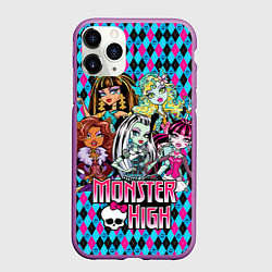Чехол iPhone 11 Pro матовый Monster High, цвет: 3D-фиолетовый