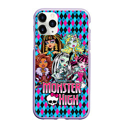 Чехол iPhone 11 Pro матовый Monster High, цвет: 3D-светло-сиреневый