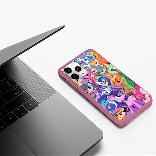 Чехол iPhone 11 Pro матовый My Little Pony / 3D-Малиновый – фото 3