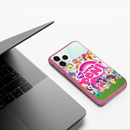 Чехол iPhone 11 Pro матовый My Little Pony / 3D-Малиновый – фото 3