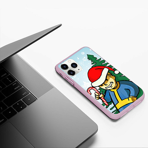 Чехол iPhone 11 Pro матовый Fallout Christmas / 3D-Розовый – фото 3