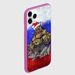 Чехол iPhone 11 Pro матовый Новогодний медведь РФ, цвет: 3D-фиолетовый — фото 2