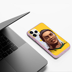 Чехол iPhone 11 Pro матовый Ronaldinho Art, цвет: 3D-розовый — фото 2