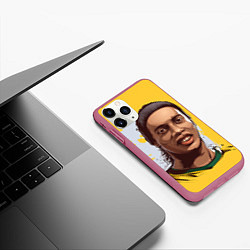 Чехол iPhone 11 Pro матовый Ronaldinho Art, цвет: 3D-малиновый — фото 2