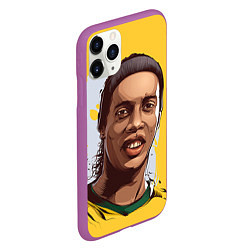 Чехол iPhone 11 Pro матовый Ronaldinho Art, цвет: 3D-фиолетовый — фото 2