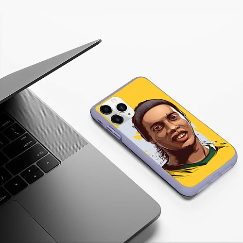 Чехол iPhone 11 Pro матовый Ronaldinho Art / 3D-Светло-сиреневый – фото 3