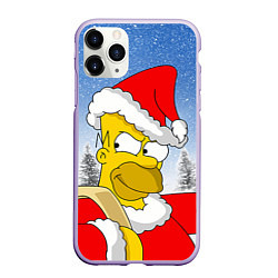 Чехол iPhone 11 Pro матовый Санта Гомер, цвет: 3D-светло-сиреневый