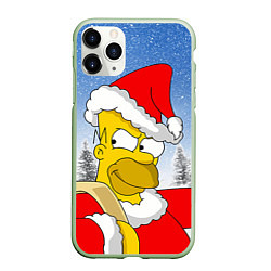 Чехол iPhone 11 Pro матовый Санта Гомер, цвет: 3D-салатовый