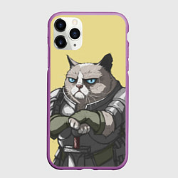 Чехол iPhone 11 Pro матовый Кот, цвет: 3D-фиолетовый