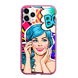 Чехол iPhone 11 Pro матовый Pop art, цвет: 3D-малиновый