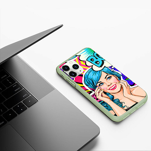 Чехол iPhone 11 Pro матовый Pop art / 3D-Салатовый – фото 3