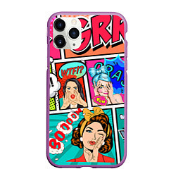 Чехол iPhone 11 Pro матовый POP ART, цвет: 3D-фиолетовый