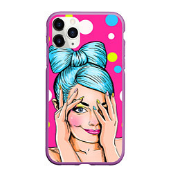 Чехол iPhone 11 Pro матовый POP ART, цвет: 3D-фиолетовый