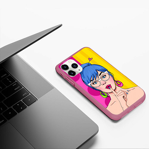 Чехол iPhone 11 Pro матовый POP ART / 3D-Малиновый – фото 3