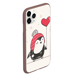 Чехол iPhone 11 Pro матовый Влюбленный пингвин, цвет: 3D-коричневый — фото 2