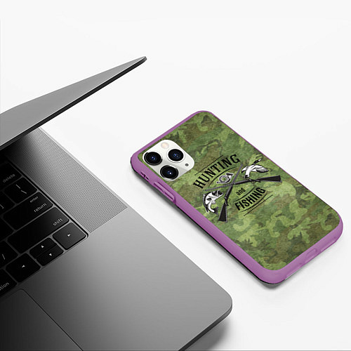 Чехол iPhone 11 Pro матовый Hunting & Fishing / 3D-Фиолетовый – фото 3