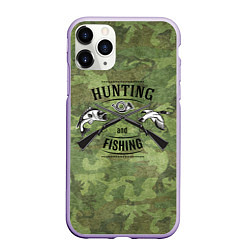 Чехол iPhone 11 Pro матовый Hunting & Fishing, цвет: 3D-светло-сиреневый