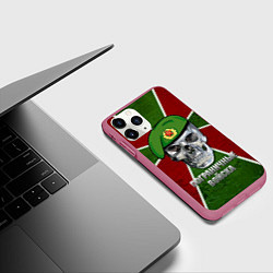 Чехол iPhone 11 Pro матовый Череп: Пограничные войска, цвет: 3D-малиновый — фото 2